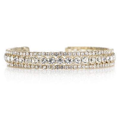 Gold crystal open cuff bracelet